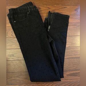 Women’s Cache Black Beaded Gem Straight Leg Jeans Size 4